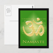 Carte Postale Om en Vert & Or - Namaste (Devant / Derrière)