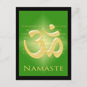 Carte Postale Om en Vert & Or - Namaste
