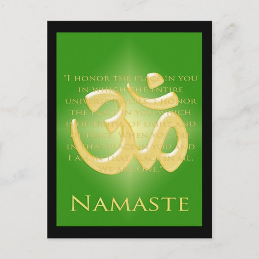 Carte Postale Om en Vert & Or - Namaste (Devant)