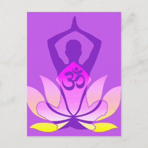 Carte Postale OM Namaste dynamique Spirituel Lotus Fleur Yoga