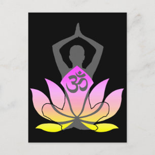 Carte Postale OM Namaste Spirituelle Lotus Fleur Yoga Pose