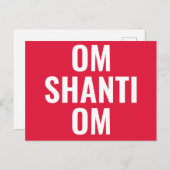 Carte Postale Om Shanti Om Rouge Blanc Mantra Sanskrit (Devant / Derrière)