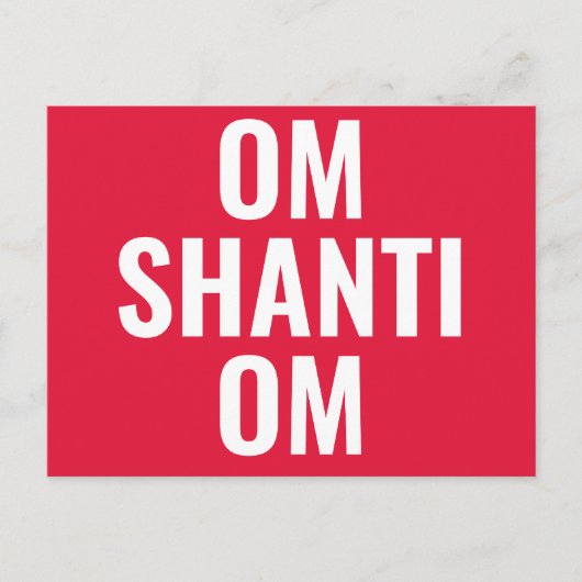 Carte Postale Om Shanti Om Rouge Blanc Mantra Sanskrit (Devant)