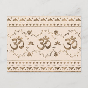 Carte Postale OM symbol ornament - pastel gold