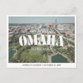 Carte Postale Omaha Mariage Enregistrer la Date Rétro Skyline (Devant)