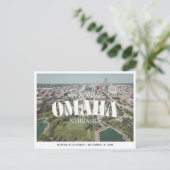 Carte Postale Omaha Mariage Enregistrer la Date Rétro Skyline (Debout devant)