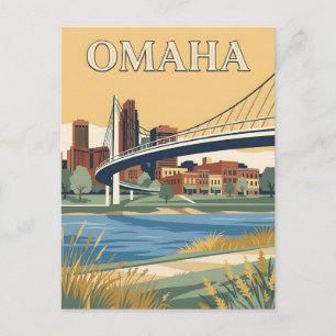 Carte Postale Omaha Nebraska Rive Front Toits de la Ville Affich