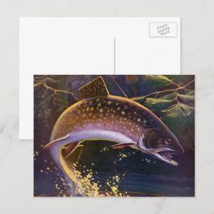 Carte Postale Omble de fontaine pêcheur de poisson, pêche sporti