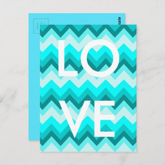 Carte Postale Ombre Girly Motif Turquoise Turquoise Chevron (Devant / Derrière)
