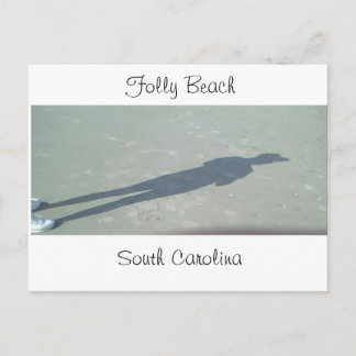 Carte Postale Ombre sur Folly Beach, SC, Caroline du Sud, Foll..