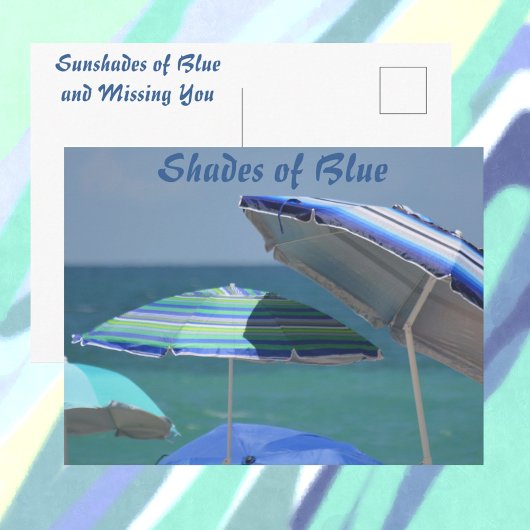 Carte Postale Ombres de parasols de plage bleue