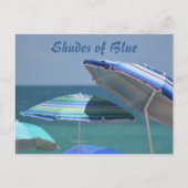 Carte Postale Ombres de parasols de plage bleue (Devant)