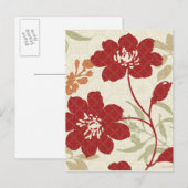 Carte Postale Ombres florales en rouge et orange (Devant / Derrière)