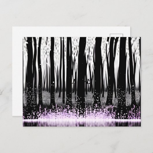 Carte Postale Ombres forestières enchantées et pétales dansants (Devant / Derrière)