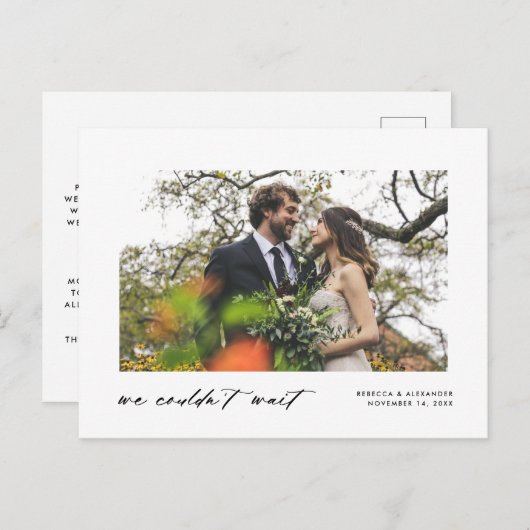 Carte Postale On ne pouvait pas attendre Elopement Faire-part (Devant / Derrière)
