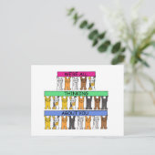 Carte Postale On pense tous à toi, chats de dessin animé (Debout devant)