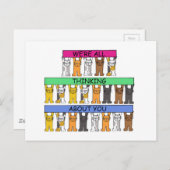 Carte Postale On pense tous à toi, chats de dessin animé (Devant / Derrière)