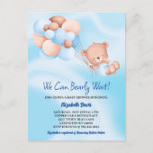 Carte Postale On Peut Attendre De Beau Beige Baby shower Garçon (Devant)
