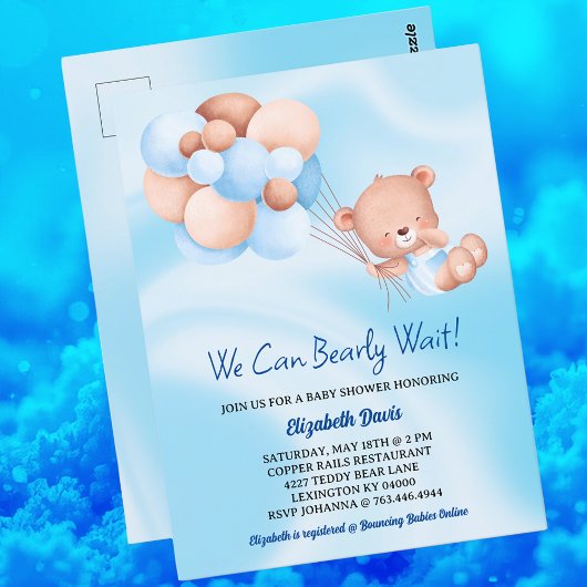 Carte Postale On Peut Attendre De Beau Beige Baby shower Garçon