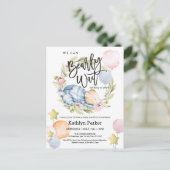 Carte Postale On Peut Attendre Le Baby shower Teddy Bear Garçon (Debout devant)