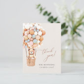 Carte Postale On peut attendre le Merci de Baby shower bleu rose (Debout devant)