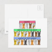 Carte Postale Oncle Joyeux Chats de dessin d'anniversaire (Devant / Derrière)