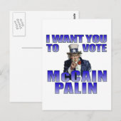 Carte Postale Oncle McCain Palin Sam (Devant / Derrière)