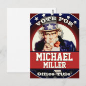 Carte Postale Oncle patriotique personnalisé Sam (Devant / Derrière)