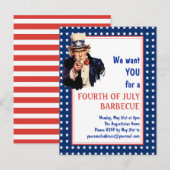 Carte Postale Oncle patriotique Sam 4 JUILLET BBQ BARBECUE (Devant / Derrière)