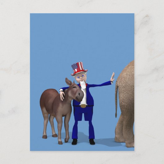 Carte Postale Oncle Sam aime les ânes (Devant)