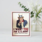 Carte Postale Oncle Sam Je Vous Demande Pour L'Armée Américaine (Debout devant)