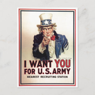 Carte Postale Oncle Sam Je Vous Demande Pour L'Armée Américaine
