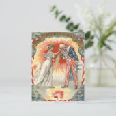 Carte Postale Oncle Sam Lady Liberty États-Unis Drapeau Feu d'ar (Debout devant)