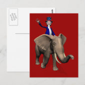 Carte Postale Oncle Sam Riding On Elephant (Devant / Derrière)