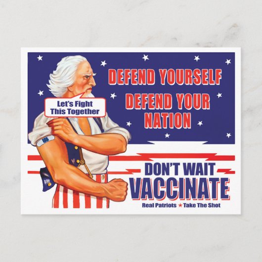 Carte Postale Oncle Sam Vaccinez-vous Luttons Ensemble Contre Ce (Devant)