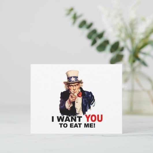 Carte Postale Oncle Sam VEUT QUE TU ME MANGES (Debout devant)