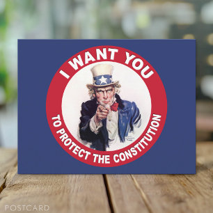 Carte Postale Oncle vintage Sam Je VEUX VOUS - Constitution