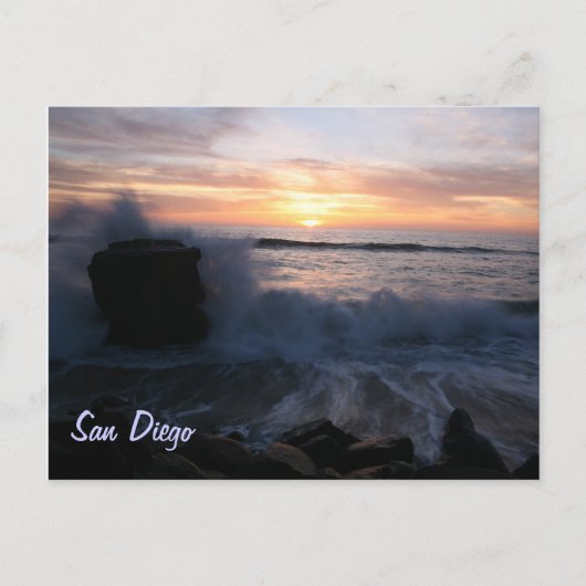 Carte Postale Ondes de San Diego au coucher du soleil (Devant)