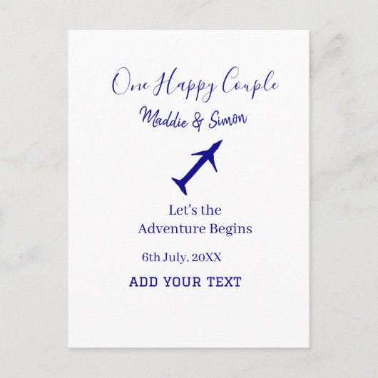 Carte Postale One happy Couple, l'aventure commence co mariage (Devant)