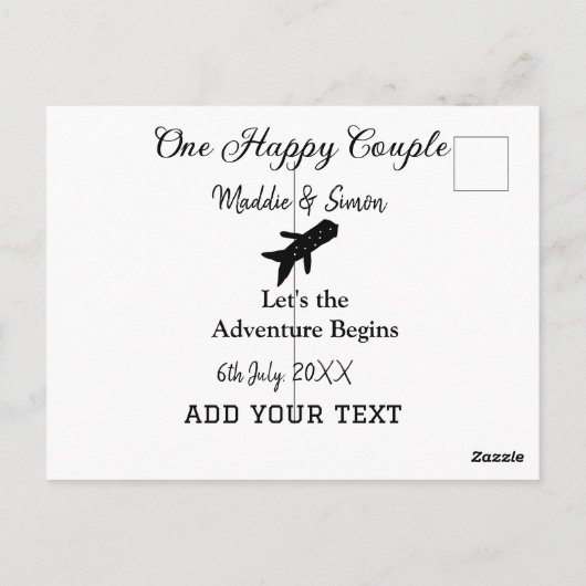 Carte Postale One happy Couple, l'aventure commence co mariage (Dos)