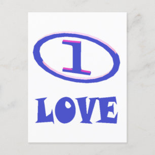 Carte Postale One Love art motif bleu touche pourpre