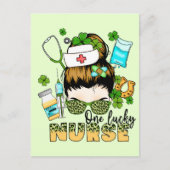 Carte Postale One Lucky Nurse - Messy Bun - St. Patrick’s Day (Devant)