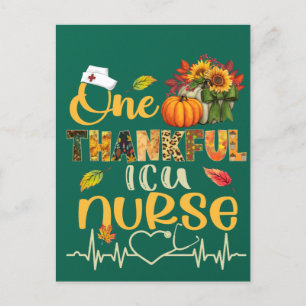 Carte Postale One Thankful ICU Nurse Pumpkin Stethoscope Thanksg