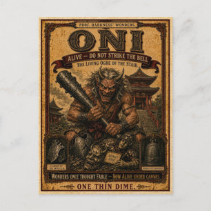 Carte Postale Oni, Monstre de Cirque Vintage