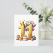 Carte Postale Onzième anniversaire doré (Debout devant)
