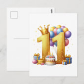 Carte Postale Onzième anniversaire doré (Devant / Derrière)
