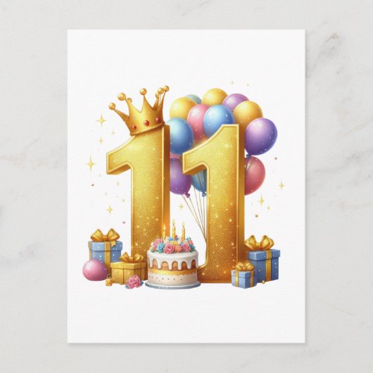 Carte Postale Onzième anniversaire doré (Devant)