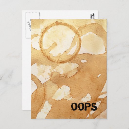 Carte Postale Oops Taches et déversements de café (Devant / Derrière)