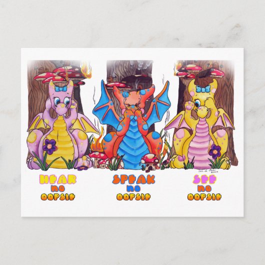 Carte Postale Oopsies mignon petit dragon (Devant)