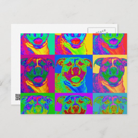 Carte Postale Op Art Pitbull (Devant / Derrière)